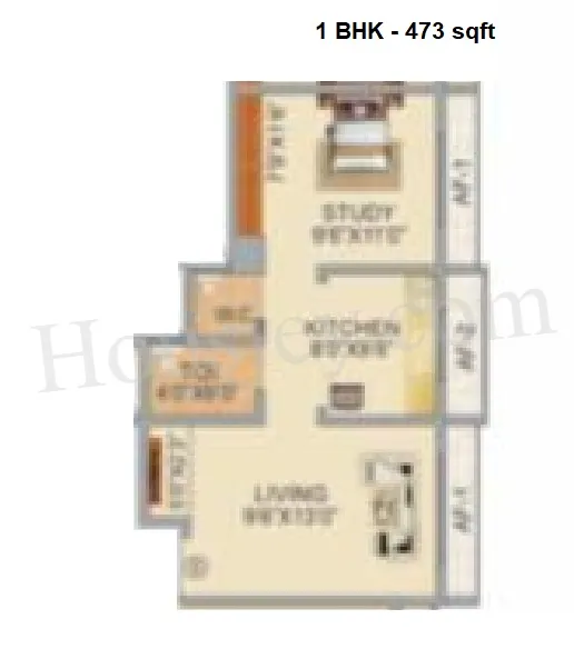 Karma Heights Unit plan - 473 sq.ft.